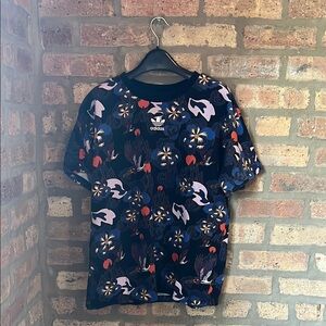 Adidas Black and Blue Short Sleeve Tee Versatile Casual Wear